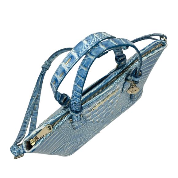 Brahmin Mini Asher Tote Satchel Bag Melbourne Cerulean Blue Croc Embossed - Picture 7 of 10